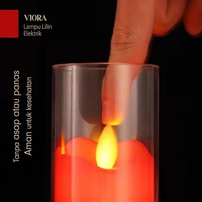 Lampu Lilin LED Sumbu Goyang Lampu Lilin Elektrik Lilin Sembahyang Imlek Lampu Lilin Merah Polos