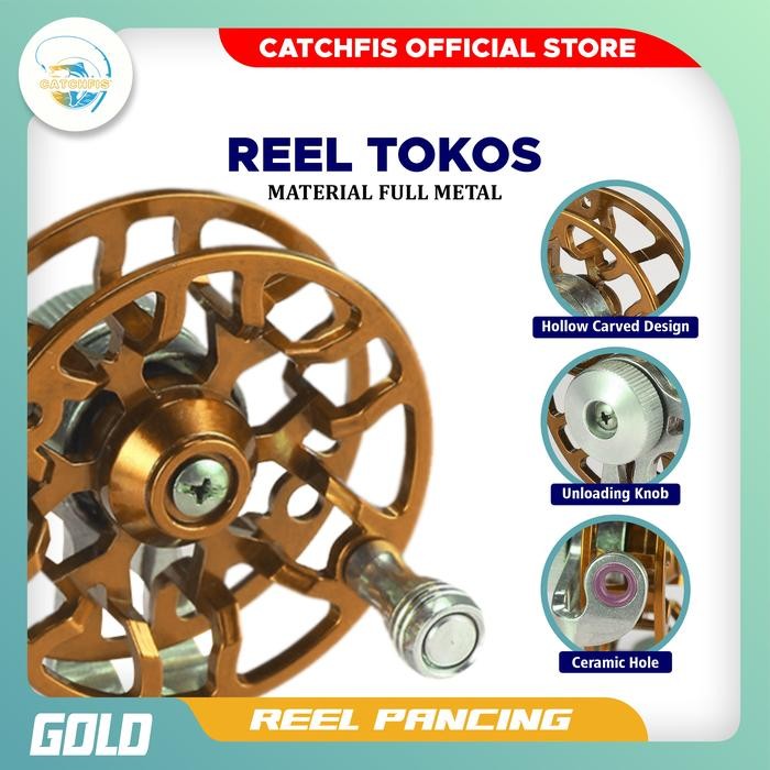 CATCHFIS-REEL PANCING TOKOS KATROL KEREKAN PANCING FISHING MATERIAL FULL METAL REEL TOKOS DF55 IKAN