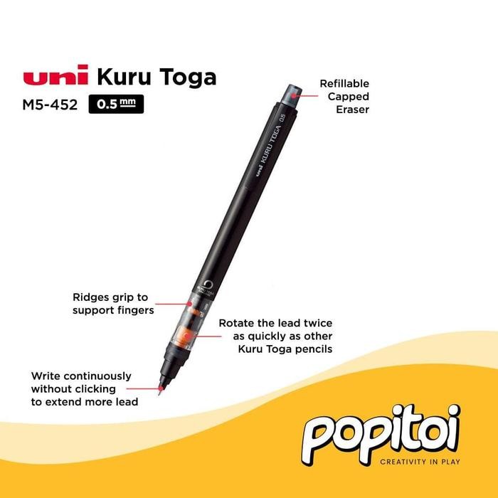 

FLASH SALE UNI KURU TOGA M5-452 SLIDE PIPE MODEL MECHANICAL PENCIL 0.5 MM PENSIL MEKANIK KURUTOGA