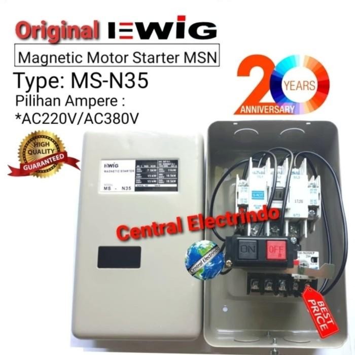 Magnetic Motor Starter Ewig Msn-35 220Vac/380Vac
