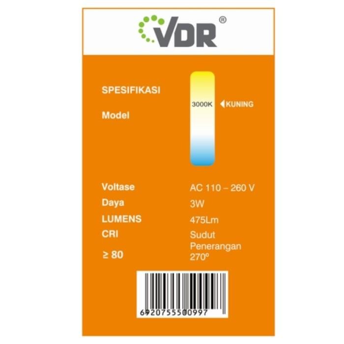 [Allthebest] Bohlam Lampu 3 Watt PRIMA VDR Warm White / Kuning