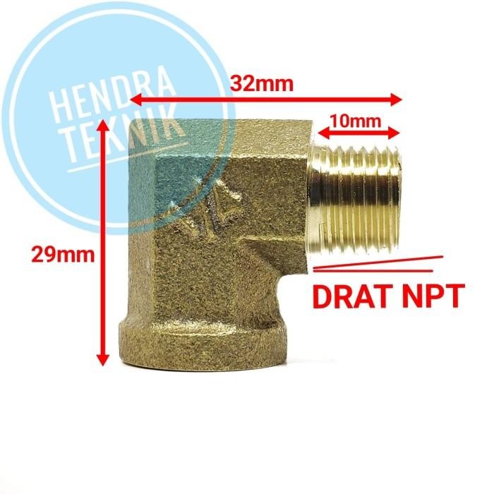 [Allthebest] FITTING KNEE DRAT LUAR DALAM 1/4" ELBOW KUNINGAN SOK DRAT LUAR DALAM