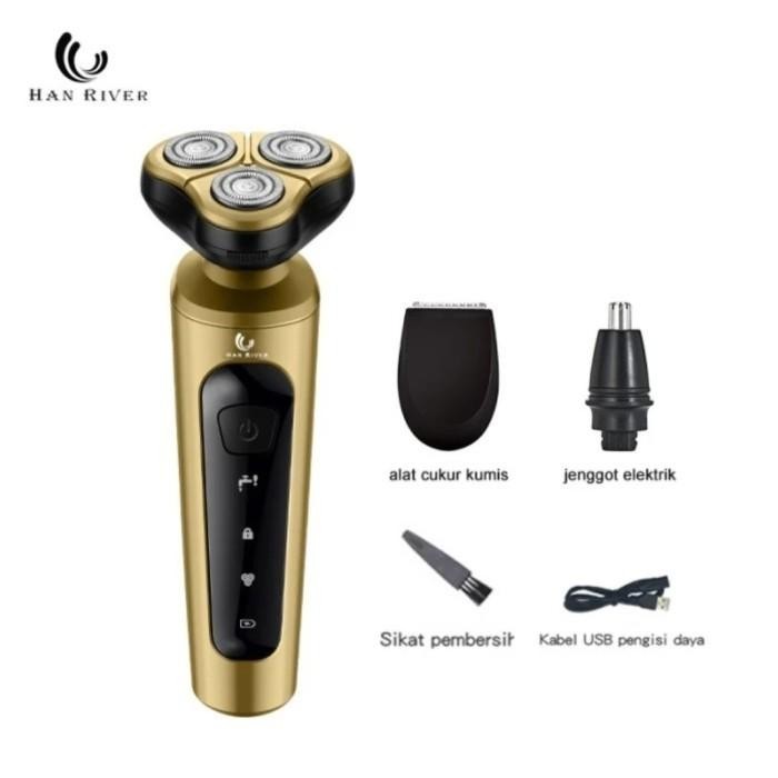 HAN RIVER PISAU ELEKTRIK ALAT CUKUR SHAVER HRTXD02 SHAVER KUMIS JENGGOT 3 IN 1 TYPE C