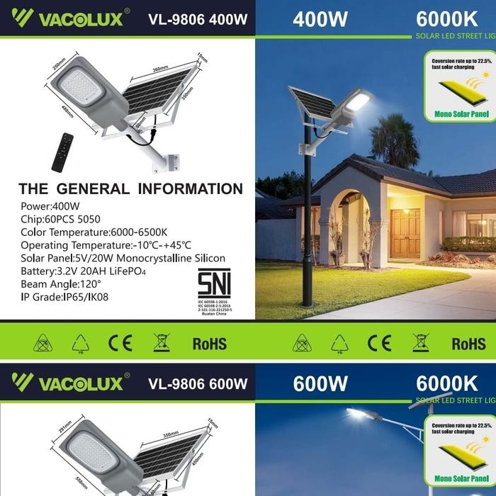Pju Solar Led 600W 600 Watt 2 In 1 Tenaga Surya