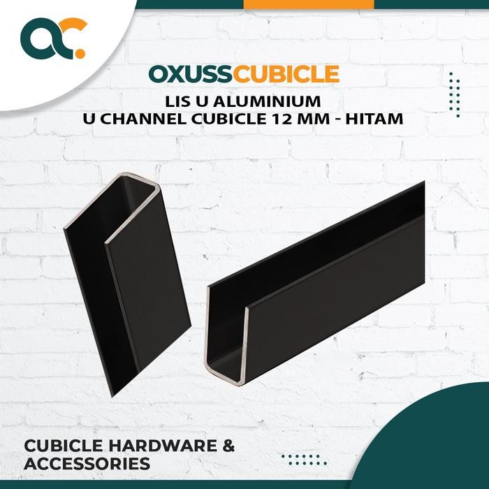List U Aluminium Partisi Cubicle 12mm Lis U (5.6 Meter) - Hitam
