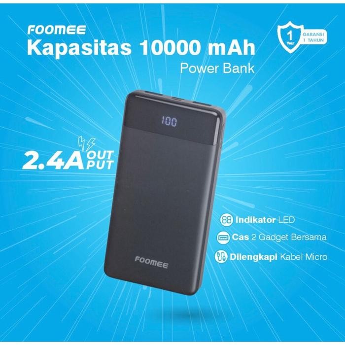 (Expert) FOOMEE Powerbank RQ10 AZ10 RX10 10000mAh 2 USB Port 2.1A Interfaces