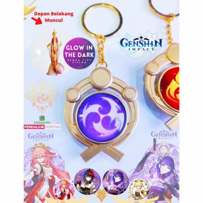 Gantungan kunci Vision Genshin Impact keychain ELECTRO Inazuma Premium