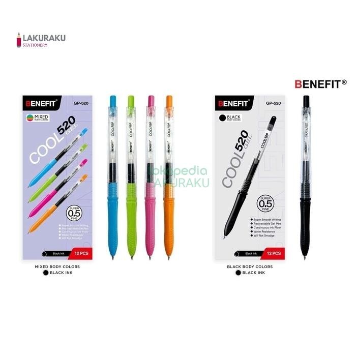 

BENEFIT COOL GP-520 0.5MM SUPER FINE KOKORO GEL PEN PER 1 PAK 12 PCS