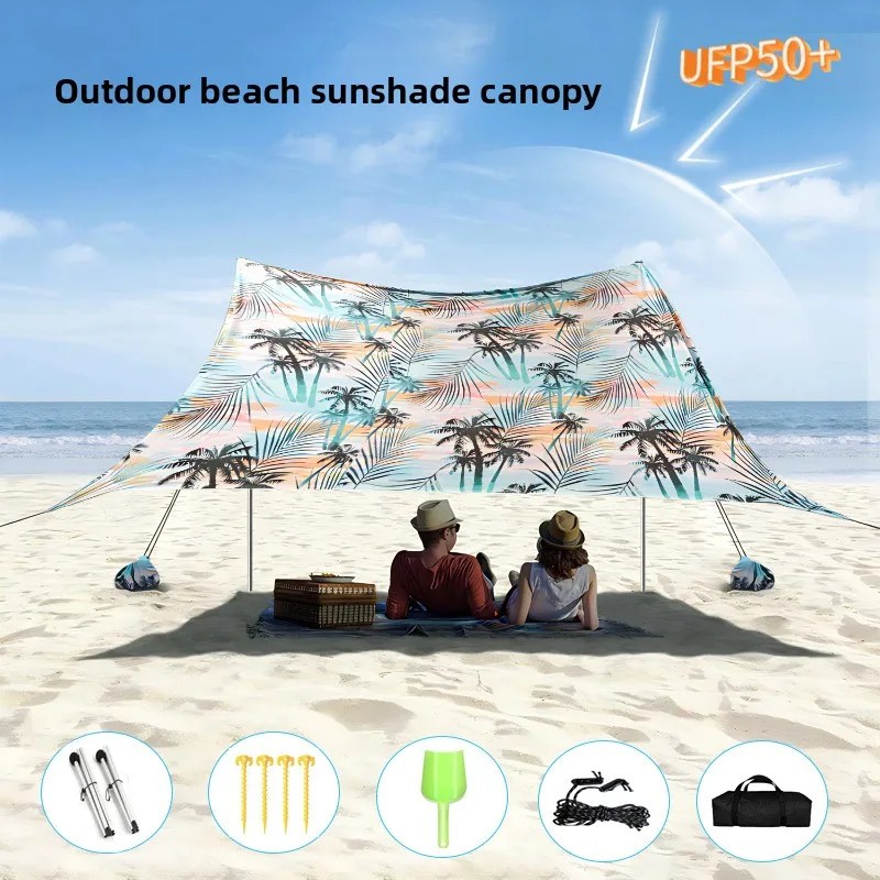 Outdoor Portable Beach Lycra Canopy Printing Camping Tent Sunscreen Windproof Pergola Camping Canopy