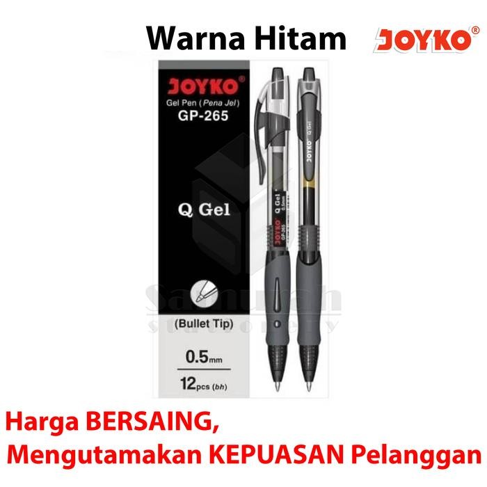 

Gel Pen Joyko Q Gel GP 265 / GelPen QGel GP-265 0.5 mm / Pulpen JK GP265 Hitam Biru Merah Cetek