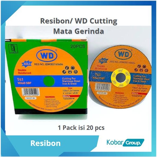 Batu Mata Gerinda Potong Resibon WD 4 inch 1 pack isi 20 pcs