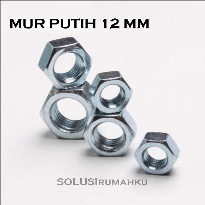 HRG DISKON 50 pcs MUR PUTIH 12 mm Drat Kasar utk Baut Panjang As Drat Long Drat