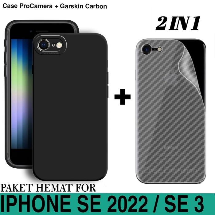 CASE IPHONE SE 2022 SOFT CASE FREE GARSKIN CARBON 3D