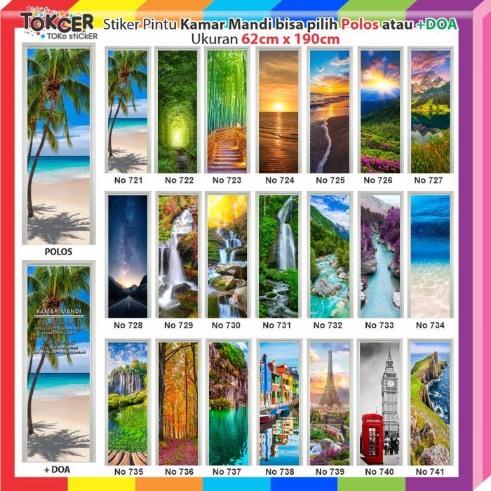 napa STIKER Pintu Kamar Mandi PEMANDANGAN Polos atau +Doa sticker