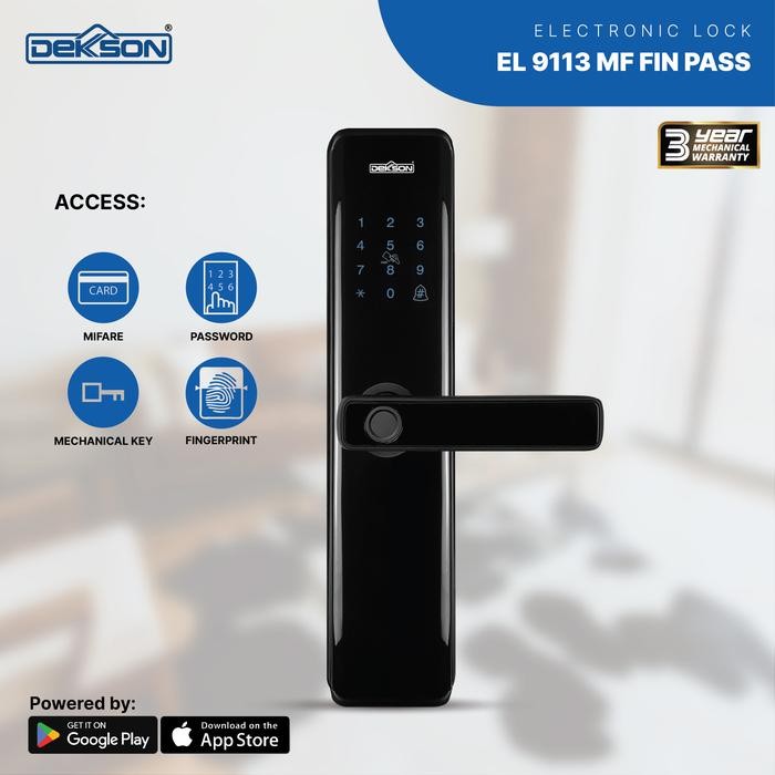 Dekkson Smart Dital Lock EL 9113 MF FIN PASS HITAM