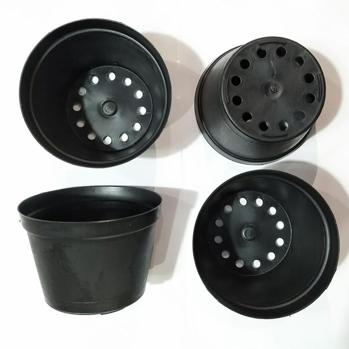 PREMIUM pot Bunga plastik hitam diameter 16cm murah harga pabrik polos