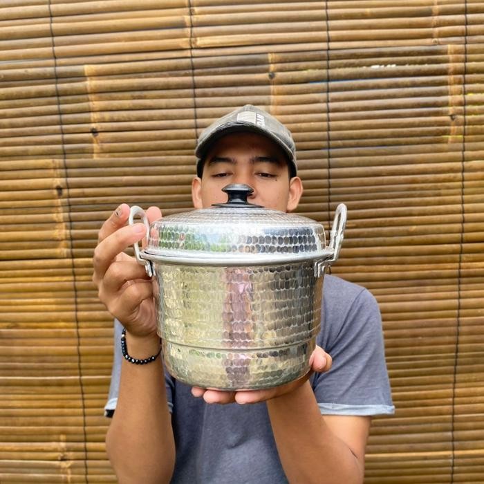 PREMIUM Dandang kukus kecil mini uk 17cm alumunium tempa tebal asli lokal