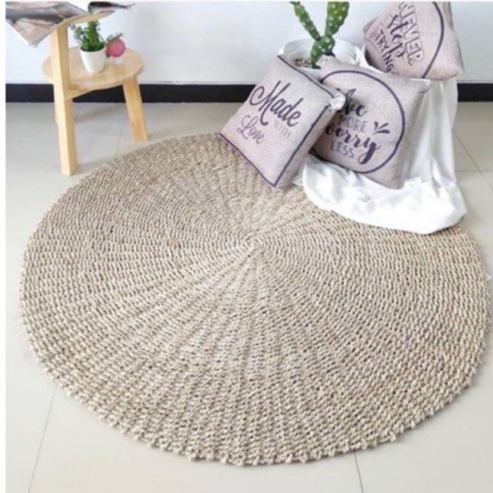 PREMIUM KARPET RUG ANYAMAN SEAGRAS 150CM/KARPET BULAT/KARPET LANTAI PREMIUM