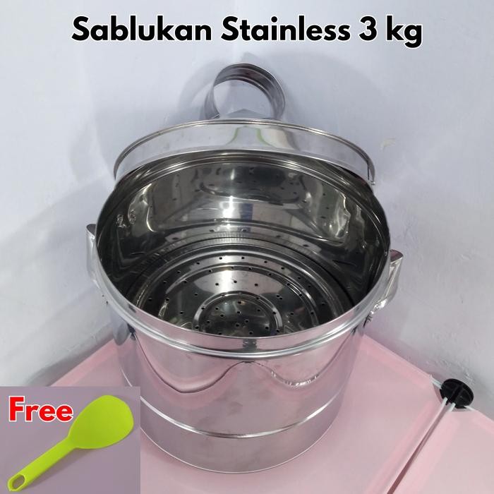 PREMIUM Dandang Kukus Nasi 3KG Free sendok Nasi