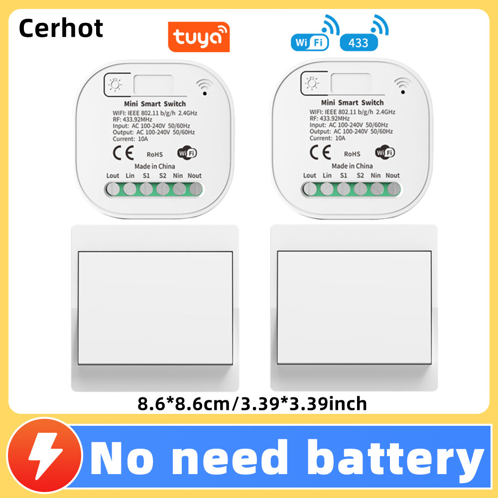 Cerhot Tuya Wifi Smart Switch Wireless Timer Switch Smart Home Tuya App No Battery Light Switch Work