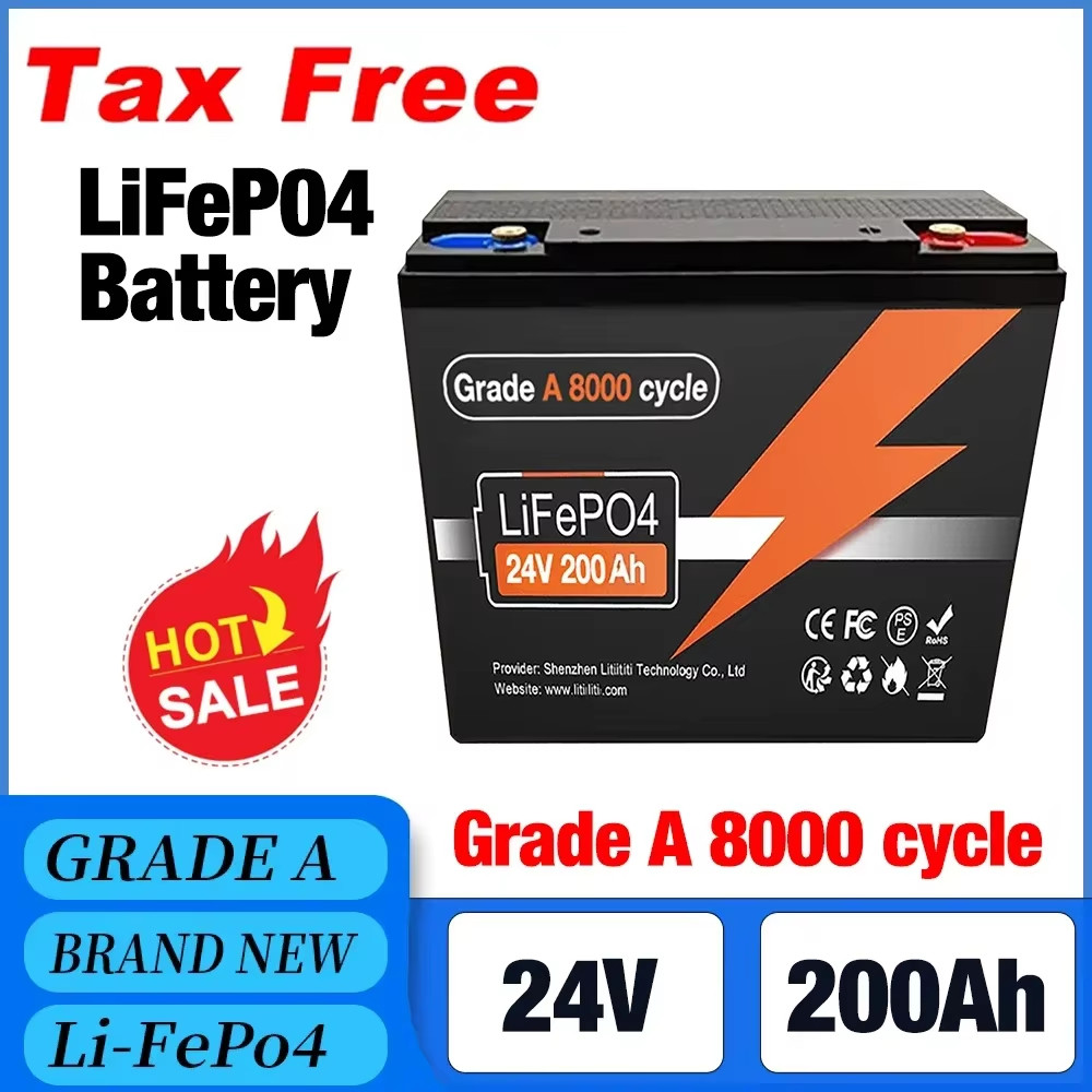 200Ah Lifepo4 24V Lithium Battery 100Ah 150Ah 200Ah Lifepo4 Battery 24V Support Bms 8000+ Cycles