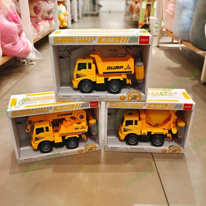 MINISO DIY ENGINEERING VEHICLE DUMP TRUCK, CRANE, MIXER, EXCAVATOR