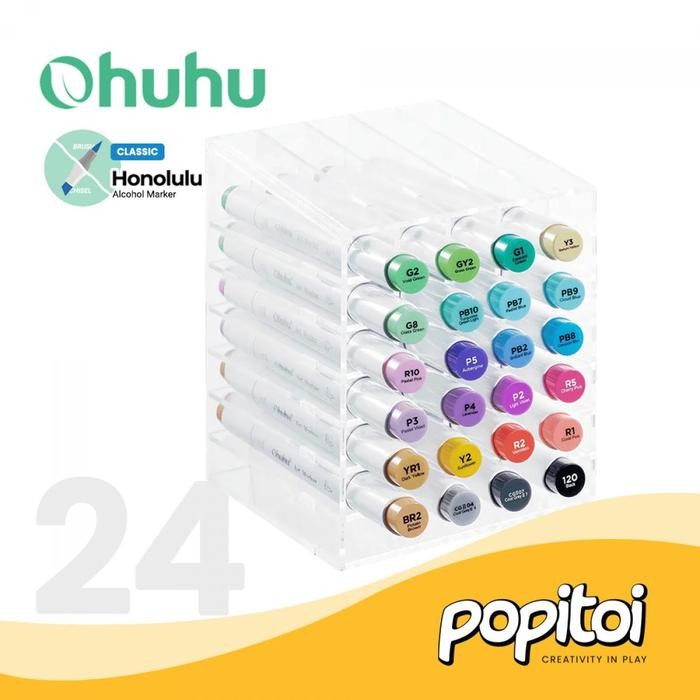 

Ohuhu Honolulu Classic 24 Colors Dual Tip Brush & Chisel Art Marker