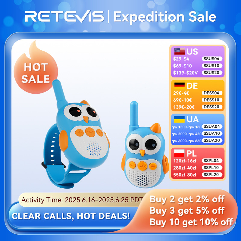 Retevis Rt30W Walkie Talkie Kids Wearable 2Pcs Toys Walkie-Talkies Gift Type-C Charging Boys Girls