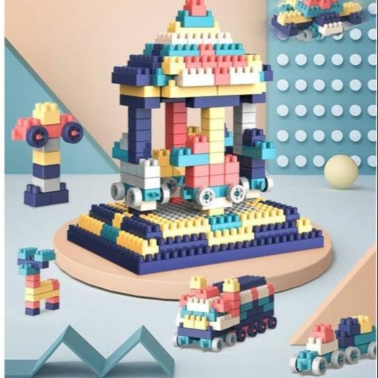 Mainan Balok Susun Sedang Lengkap Kotak Penyimpanan Dan Papan Balok Plastik