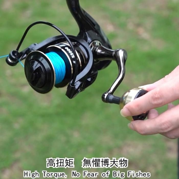 Bingolife Reel Pancing Asli Metal Fishing Reel Hitam S5000~7000 Rasio Gigi 4:7:1 Gulungan Pancing