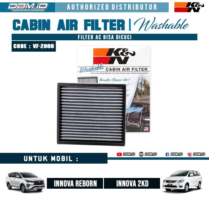 K&N Knn Kn Filter Cabin Ac Washable Innova 2Kd 2Gd Vf-2000