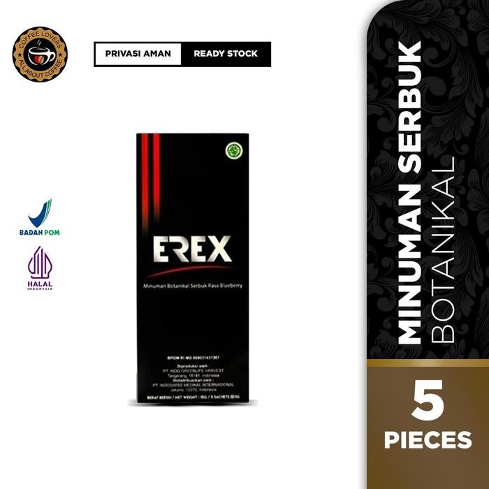 TOP" EREX MINUMAN SERBUK HERBAL PRIA RASA BLUEBERRY ORIGINAL BPOM - 1 BOX (ISI 5 SACHET)