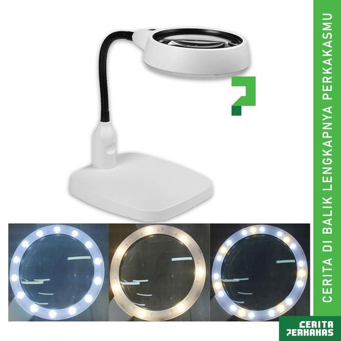

Pembesar Kaca Meja 6 LED 10X 120mm AG30 CP / Lampu Lup Lensa