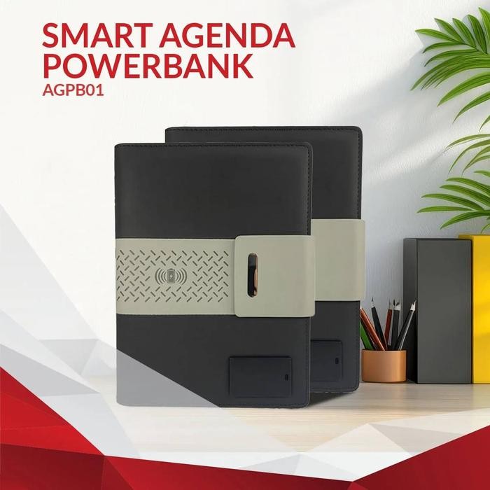 

Smart Agenda Powerbank / Charging Note Book Premium Custom Logo / Souvenir Buku Tulis Jurnal Planner