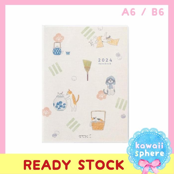 

Midori 2024 Datebook Cat Pattern A6 / B6 MD Planner 2024 Ready