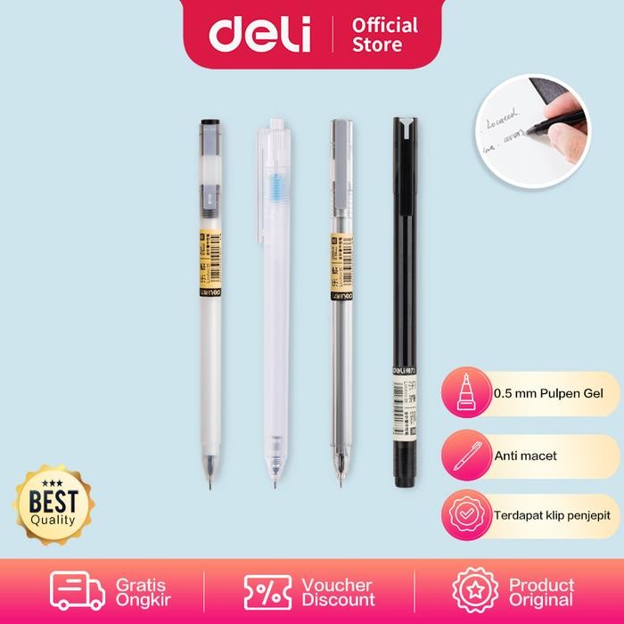 

Deli Gel Pen Pulpen Gel Warna Hitam 0.5Mm A117