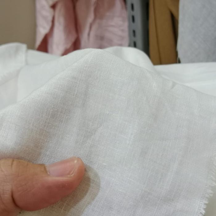KAIN LINEN KATUN TIPIS 1,4CM WARNA PUTIH, HITAM, BW, IJO SAGE KODE 651