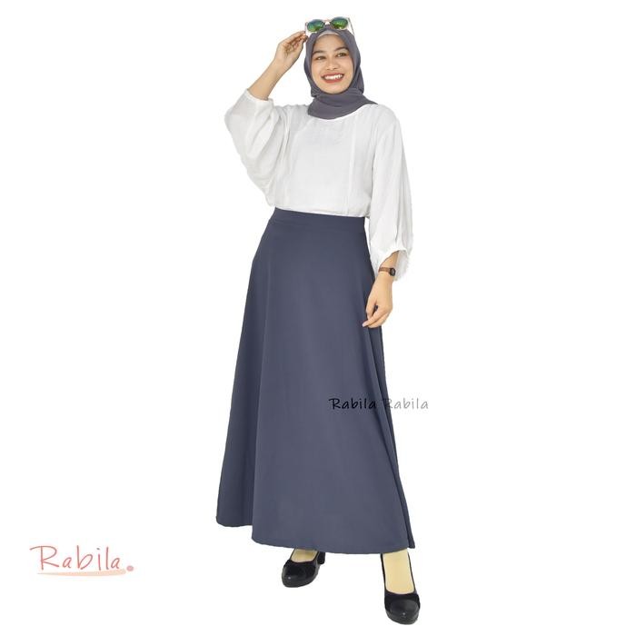 Rok wanita Lebar mode payung - Bahan Waffle Crape - Bawahan Muslim Panjang Pinggang Karet
