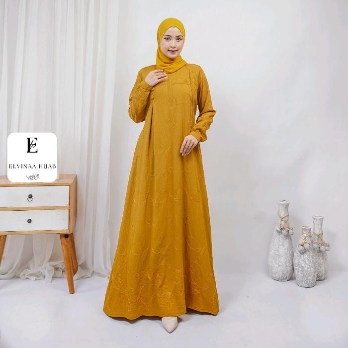 KALUNA DRESS GAMIS POLO LINEN BORDIR PREMIUM