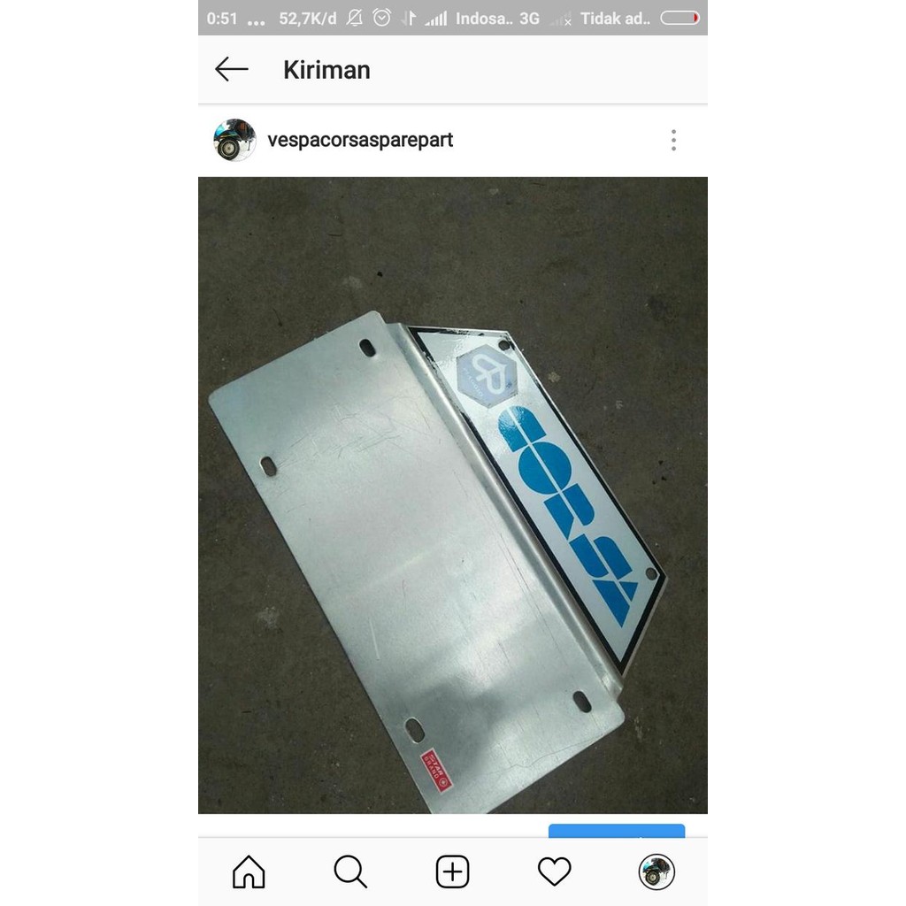 Tatakan Plat Nomer Belakang Vespa Corsa Nos
