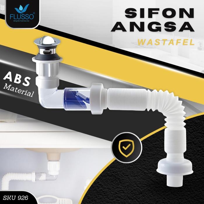 TERMURAH Sifon Wastafel Botol ABS Selang Fleksibel PVC Anti Bau FLUSSO Selang Afur Wastafel 924 l