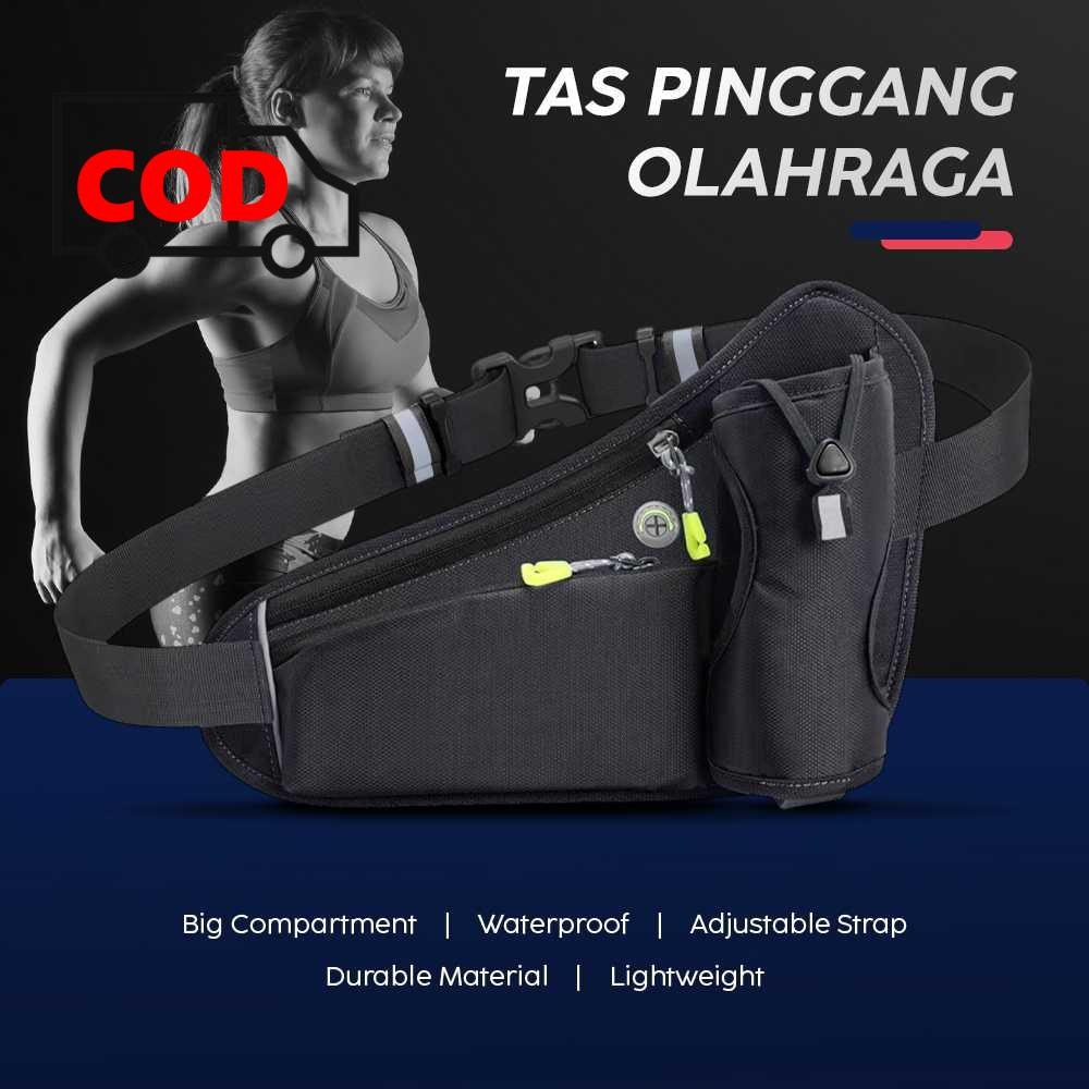 Tas Pinggang Olahraga Waterproof untuk Smartphone dan Botol Minum Cocok untuk Lari Jogging Pria Wani