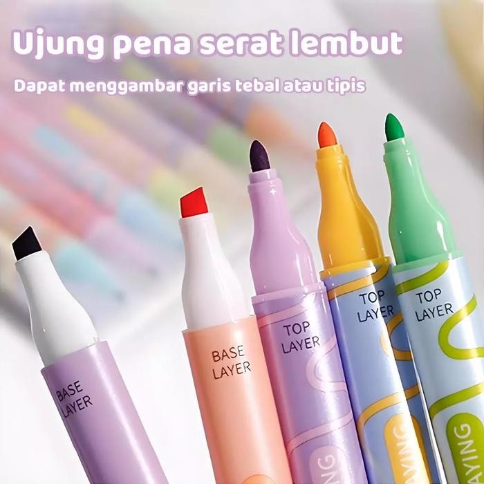 

[READY] Aimilo Stabilo Pastel 1 Set Menumpuk Stabilo Highlighter 2 Sisi 6 PCS 12 Warna Sekolah
