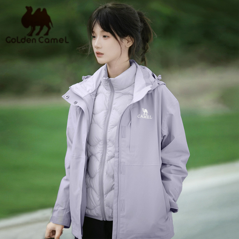 GOLDEN CAMEL Waterproof Hiking Jackets Women Windbreakers Down Jacket for Men 2023 New Three-in-one 