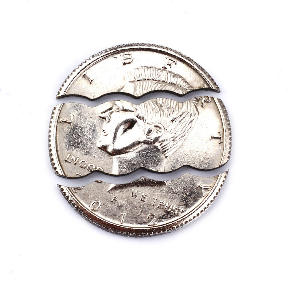 1Pcs Coin In Beer Bottle Two Folding Coin Bite Coin Dollar Version Magic Tricks Magic Props Magic