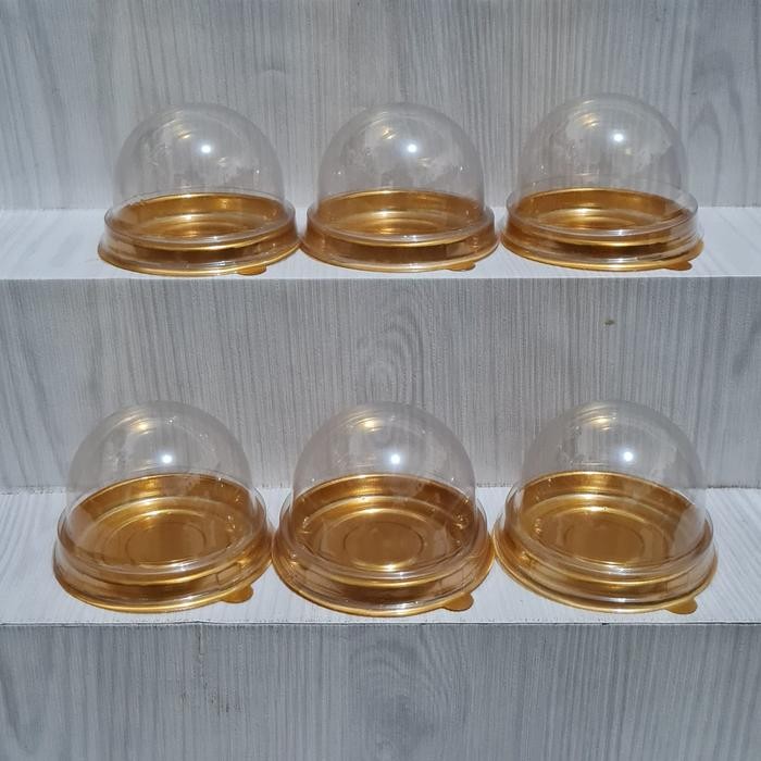 Tray Mika Mooncake Bulat Tutup Gold Tray Bulat Gold Packaging Kue Bulan