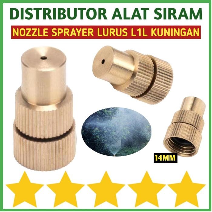 Sprinkler Alat Siram Nozzle Sprayer Kabut Lubang 1 Lurus Kuningan