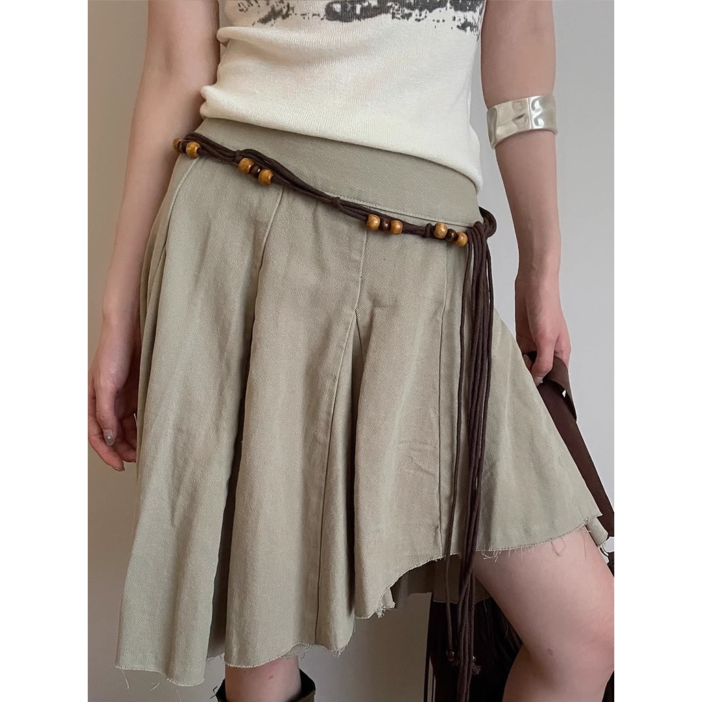 Bohemian-Style Black Braided Waistline Women With Dress Sexy Belt Y2K Chatelaine Trend