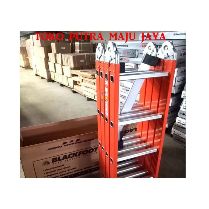 

Terlaris High Quality Tangga Lipat Alumunium Merah Blackfoot 4X5 / 6 Meter