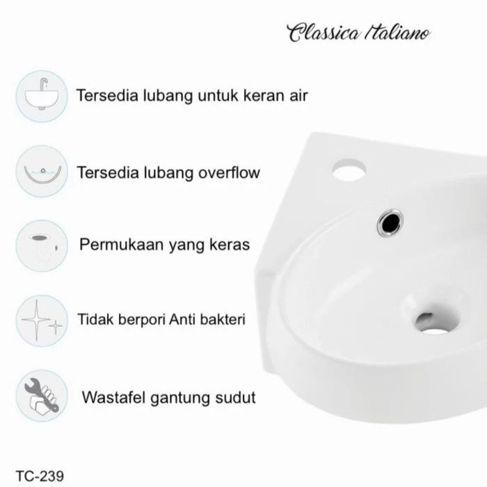 Berkualitas Classica Italiano Wastafel Gantung Model Sudut
